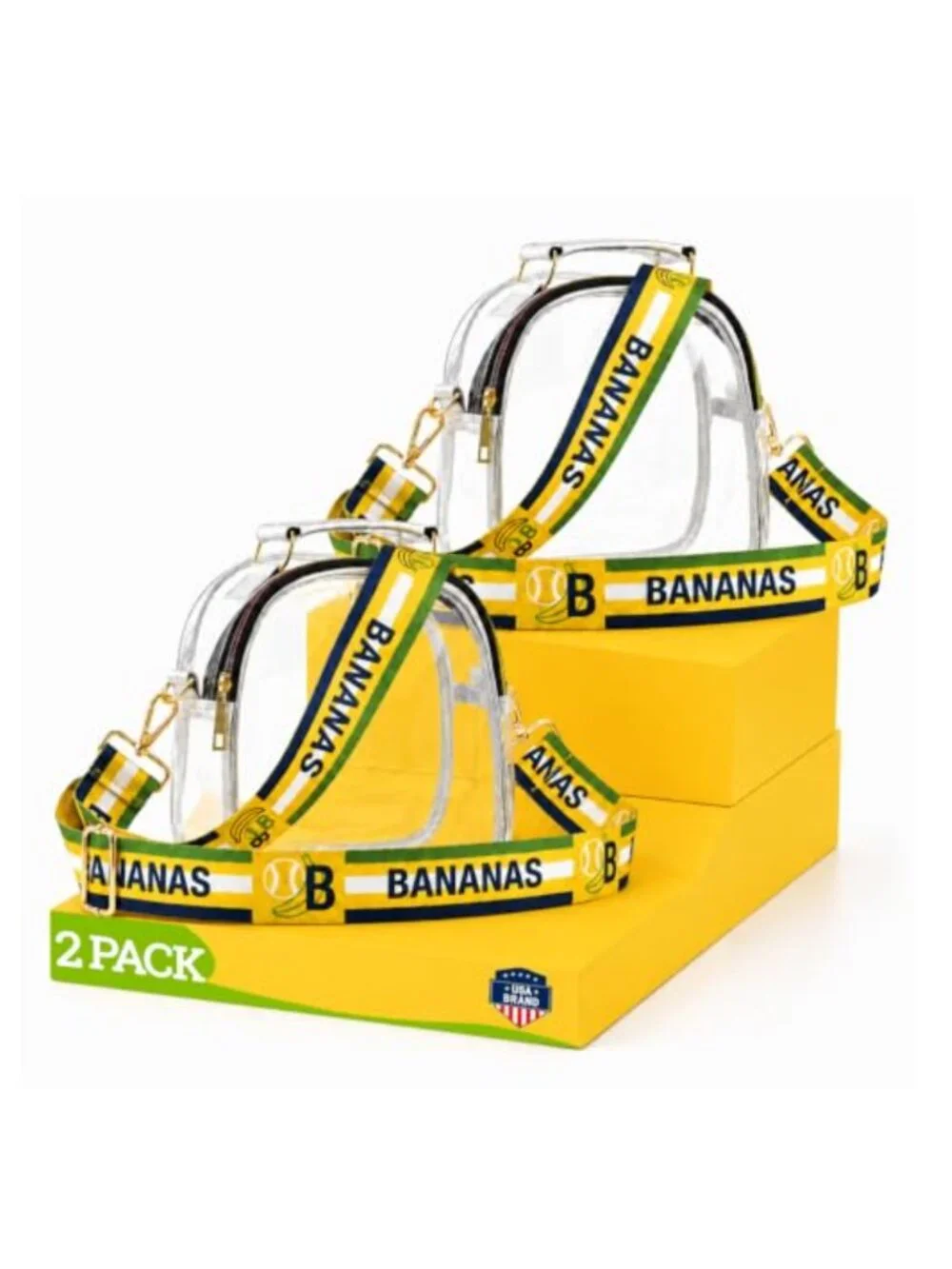 Clear Stadium Approved Crossbody Purse 2-Pack Waterproof PVC with Baseball